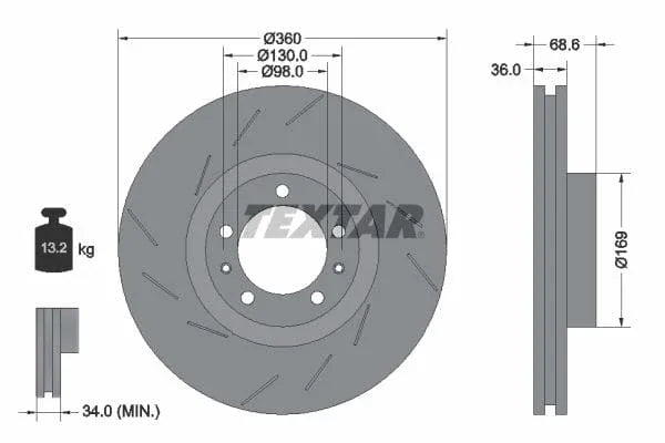 Textar Front Coated High-Carbon Brake Disc Pro+ Vented 92214007 360mm - image 3