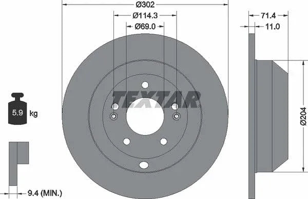 Textar Rear Brake Disc Pro Solid 92223403 302mm - image 4
