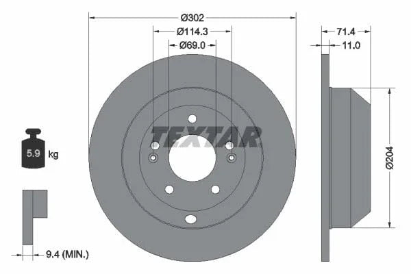 Textar Rear Brake Disc Pro Solid 92223403 302mm - image 3