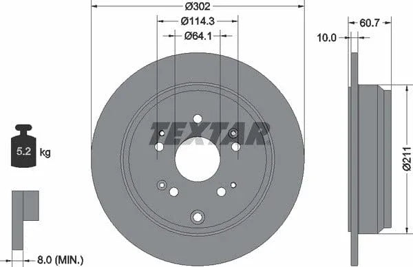 Textar Rear Brake Disc Pro Solid 92227203 302mm - image 4