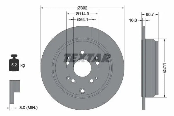 Textar Rear Brake Disc Pro Solid 92227203 302mm - image 3
