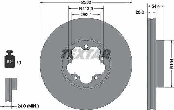 Textar Front Brake Disc Vented 92231500 300mm - image 4