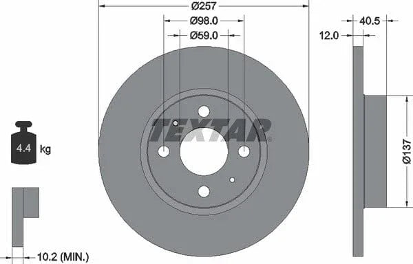 Textar Front Coated Brake Disc Pro Solid 92236703 257mm - image 4
