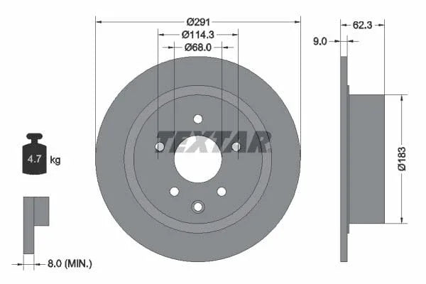 Textar Rear Brake Disc Pro Solid 92237103 291mm - image 3