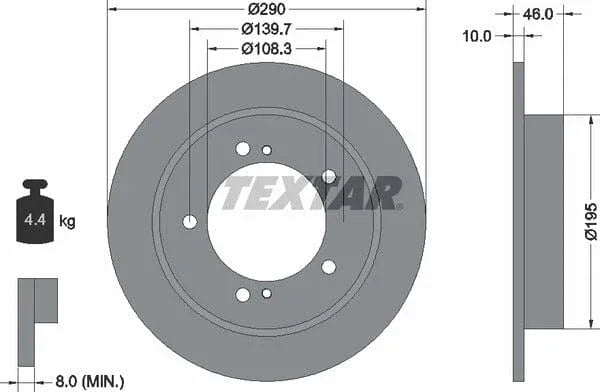 Textar Front Brake Disc Solid 92237300 290mm - image 4