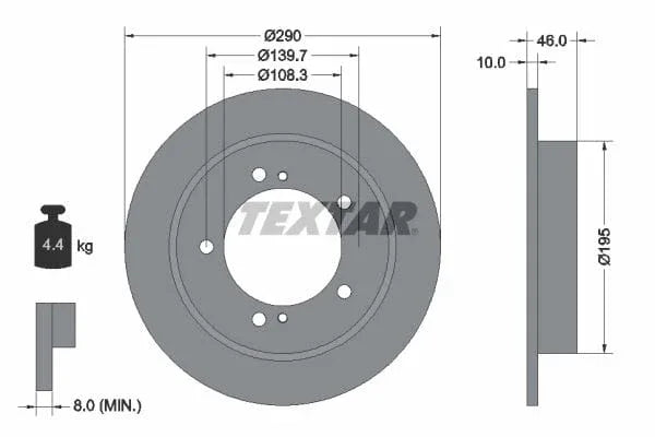 Textar Front Brake Disc Solid 92237300 290mm - image 3