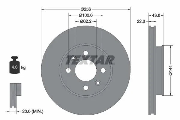 Textar Front Coated Brake Disc Pro Vented 92237903 256mm - image 3