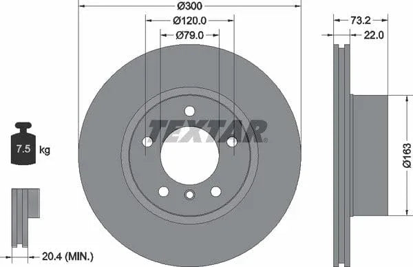Textar Front Coated High-Carbon Brake Disc Pro+ Vented 92238505 300mm - image 4