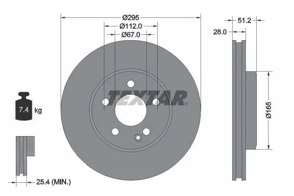 Textar Front Coated Brake Disc Pro Vented 92241603 295mm - image 3