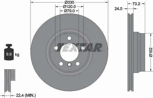 Textar Front Coated High-Carbon Brake Disc Pro+ Vented 92242005 330mm - image 4