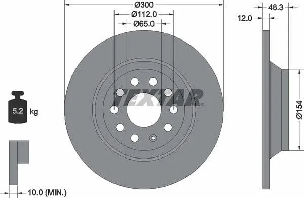 Textar Rear Brake Disc Pro Solid 92255403 300mm - image 4
