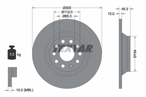 Textar Rear Brake Disc Pro Solid 92255403 300mm - image 3