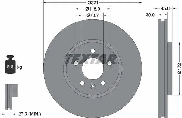 Textar Front Coated Brake Disc Pro Vented 92256803 321mm - image 4
