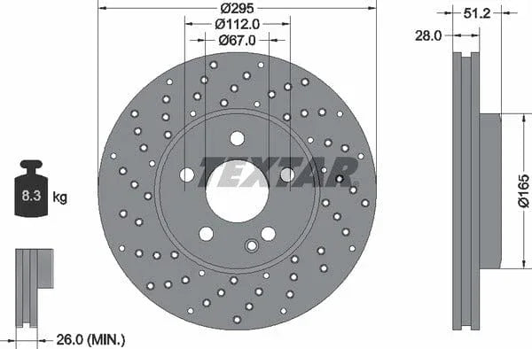 Textar Front Coated High-Carbon Brake Disc Pro+ Perforated Vented 92257505 295mm - image 4