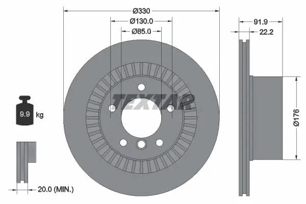 Textar Rear Brake Disc Pro Vented 92261903 330mm - image 3