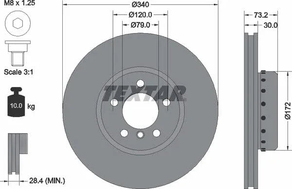 Textar Front Coated High-Carbon Brake Disc Pro+ Two-Piece Brake Disc Vented 92264925 340mm - image 4