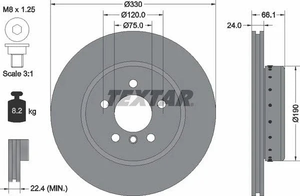 Textar Front Coated High-Carbon Brake Disc Pro+ Two-Piece Brake Disc Vented 92265825 330mm - image 4