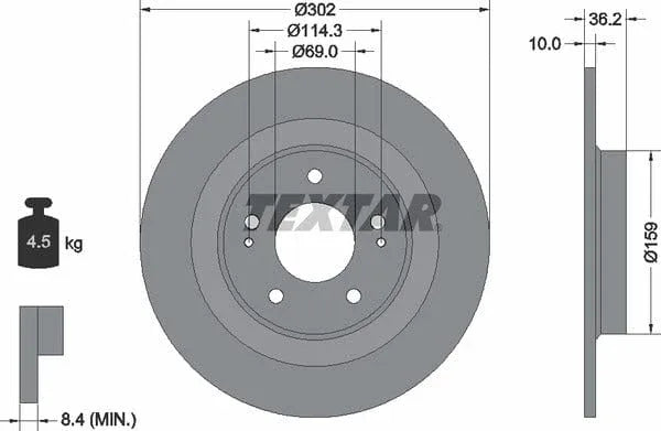 Textar Rear Brake Disc Pro Solid 92267403 302mm - image 4