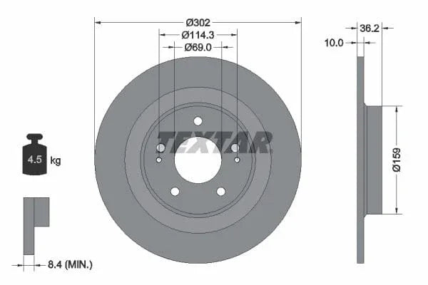 Textar Rear Brake Disc Pro Solid 92267403 302mm - image 3