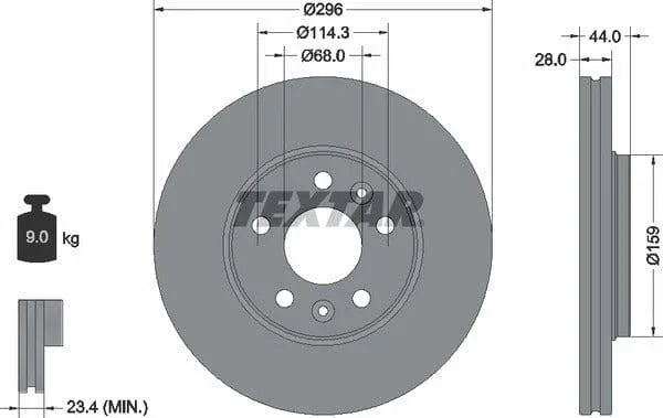 Textar Front Coated Brake Disc Pro Vented 92268803 296mm - image 4