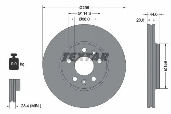 Textar Front Coated Brake Disc Pro Vented 92268803 296mm - image 3