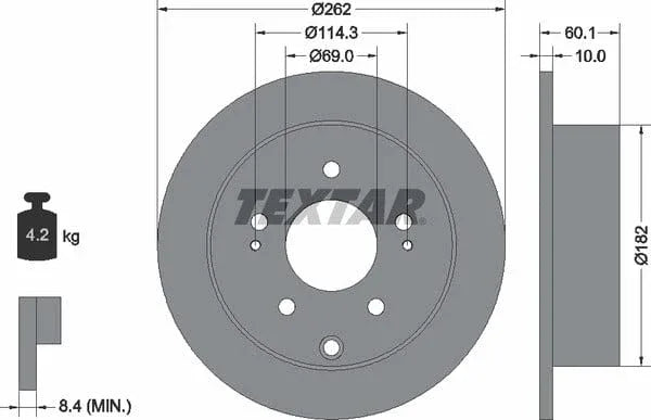 Textar Rear Brake Disc Pro Solid 92269403 262mm - image 4