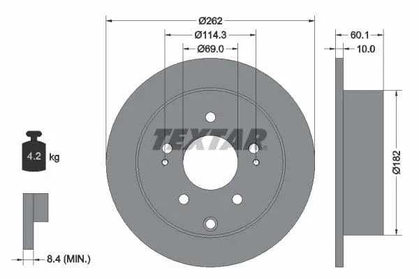 Textar Rear Brake Disc Pro Solid 92269403 262mm - image 3