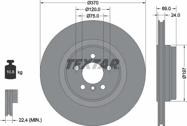 Textar Rear Brake Disc Pro Vented 92270003 370mm - image 4