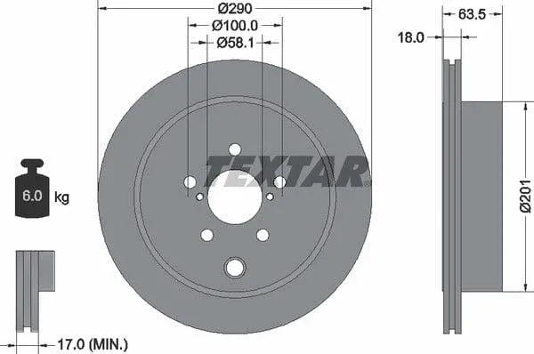 Textar Rear Brake Disc Pro Vented 92270903 290mm - image 4