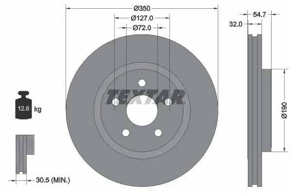 Textar Front Coated High-Carbon Brake Disc Pro+ Vented 92272205 350mm - image 3