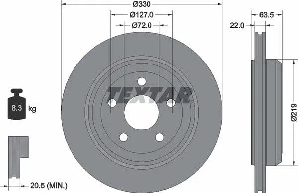 Textar Rear Brake Disc Pro Vented 92273403 330mm - image 4