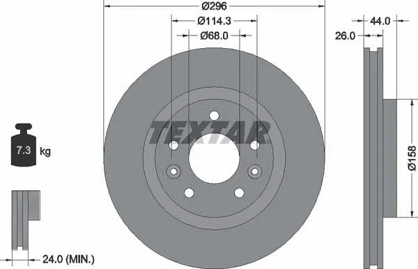 Textar Front Coated Brake Disc Pro Vented 92274203 296mm - image 4