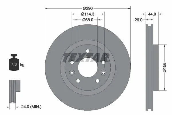 Textar Front Coated Brake Disc Pro Vented 92274203 296mm - image 3