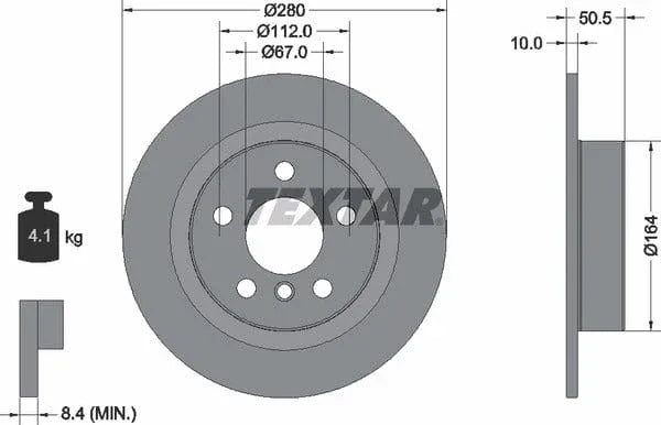 Textar Rear Brake Disc Pro Solid 92274603 280mm - image 4