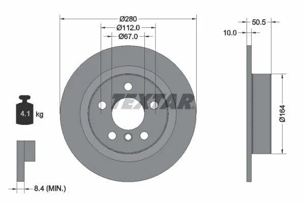 Textar Rear Brake Disc Pro Solid 92274603 280mm - image 3