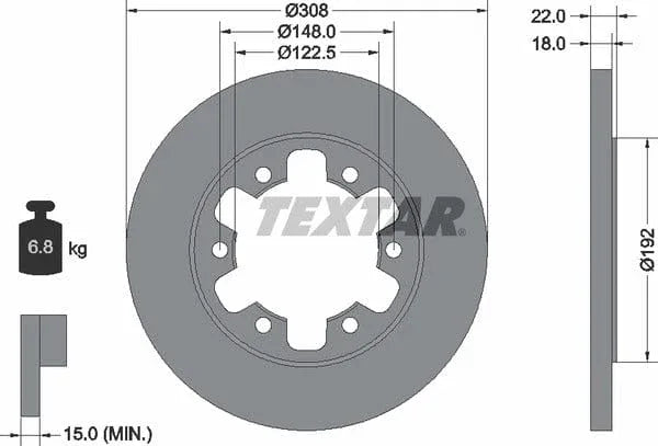 Textar Rear Brake Disc Pro Solid 92275803 308mm - image 4