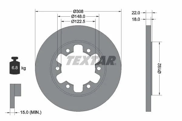 Textar Rear Brake Disc Pro Solid 92275803 308mm - image 3