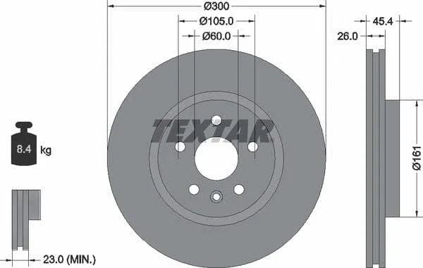 Textar Front Coated Brake Disc Pro Vented 92277203 300mm - image 4