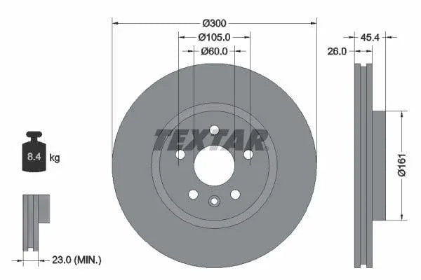 Textar Front Coated Brake Disc Pro Vented 92277203 300mm - image 3
