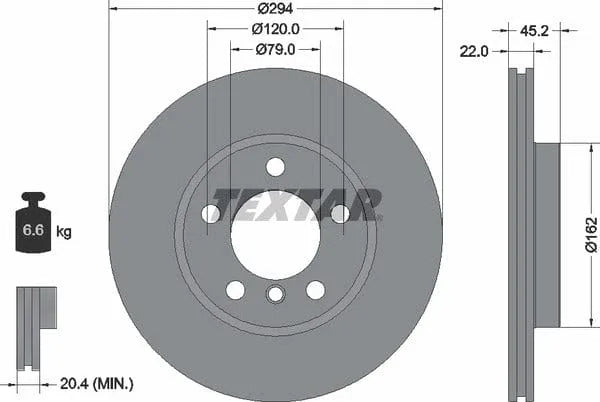 Textar Front Coated High-Carbon Brake Disc Pro+ Vented 92277805 294mm - image 4