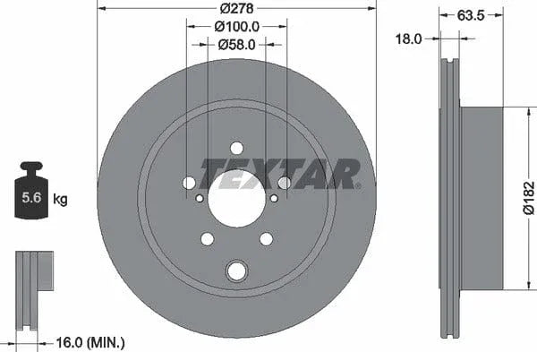 Textar Rear Brake Disc Pro Vented 92278503 278mm - image 4