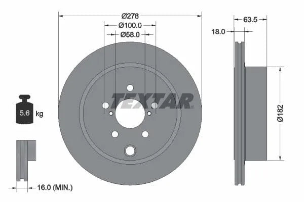 Textar Rear Brake Disc Pro Vented 92278503 278mm - image 3