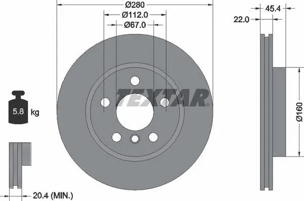 Textar Front Coated Brake Disc Pro Vented 92279203 280mm - image 4