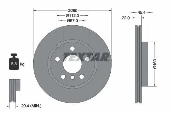 Textar Front Coated Brake Disc Pro Vented 92279203 280mm - image 3