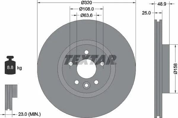 Textar Front Coated Brake Disc Pro Vented 92282103 320mm - image 4
