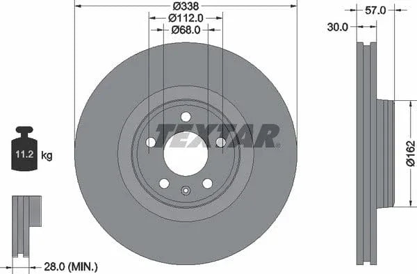 Textar Front Coated High-Carbon Brake Disc Pro+ Vented 92282605 338mm - image 4