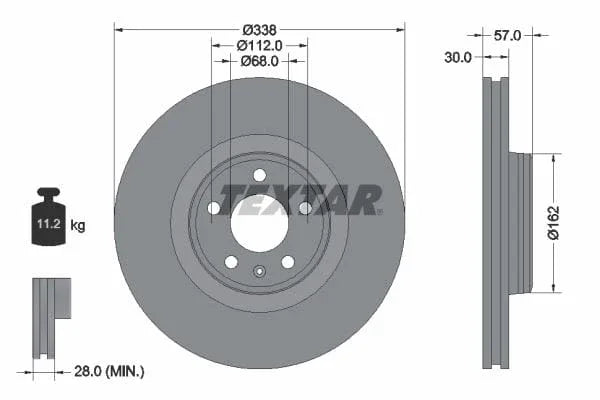 Textar Front Coated High-Carbon Brake Disc Pro+ Vented 92282605 338mm - image 3