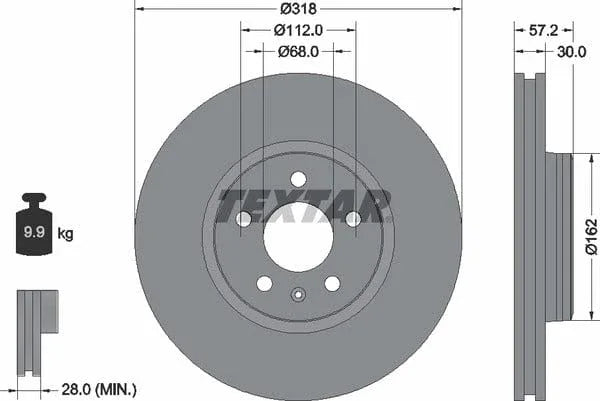 Textar Front Coated High-Carbon Brake Disc Pro+ Vented 92282705 318mm - image 4