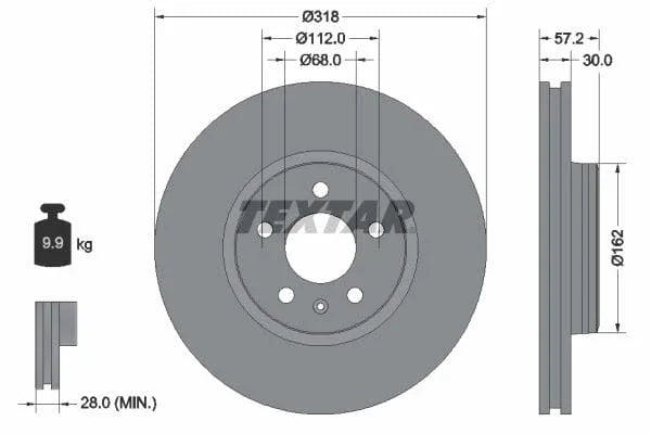 Textar Front Coated High-Carbon Brake Disc Pro+ Vented 92282705 318mm - image 3