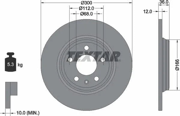 Textar Rear Brake Disc Pro Solid 92282803 300mm - image 4
